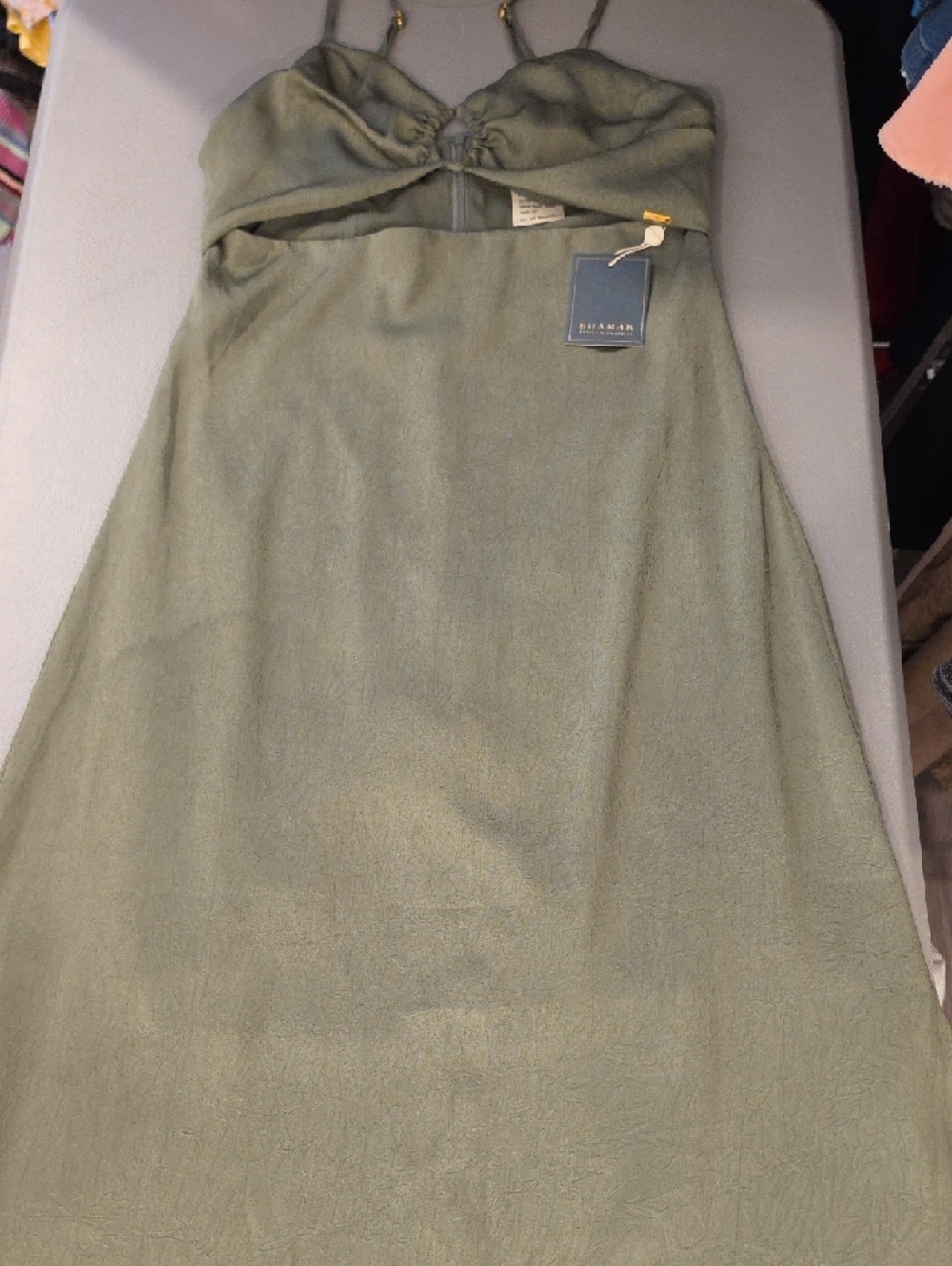 Boamar olive color Cutout Maxi Dress with Keyhole Front size S. New with tags - Picture 6 of 8